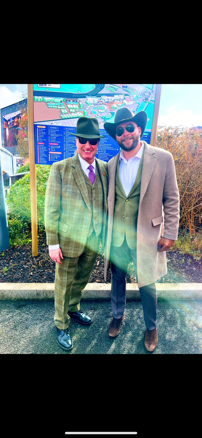 Myles and Damien by the course map at Cheltenham